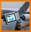 Sonotron ISonic 2009 UPA Scope ultrasonic phased array flaw detector inspecting aircraft